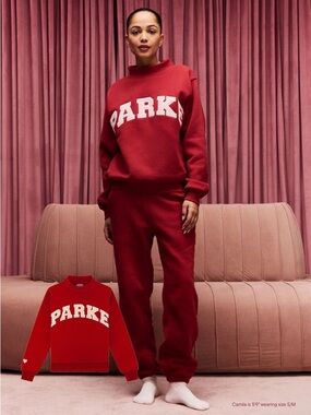 PARKE - Crimson + Peony Valentines Drop - Varsity Mockneck Sweater S/M